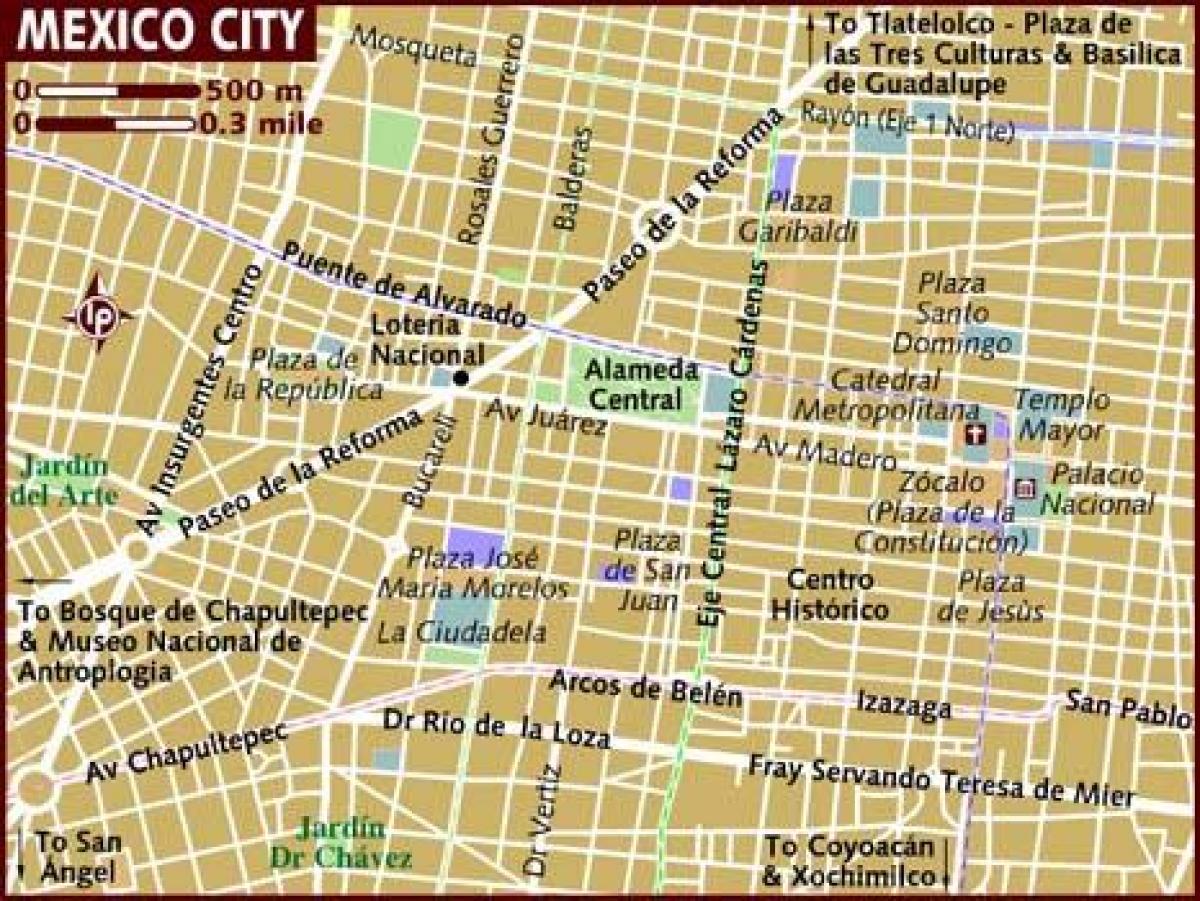 centro historico Cidade de México mapa