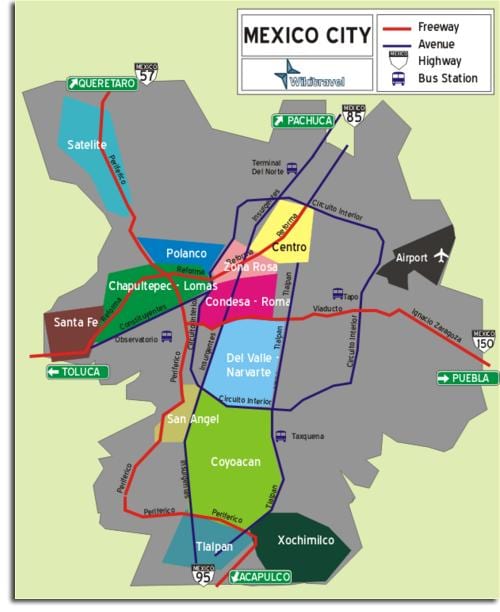 barrio mapa da Cidade de México
