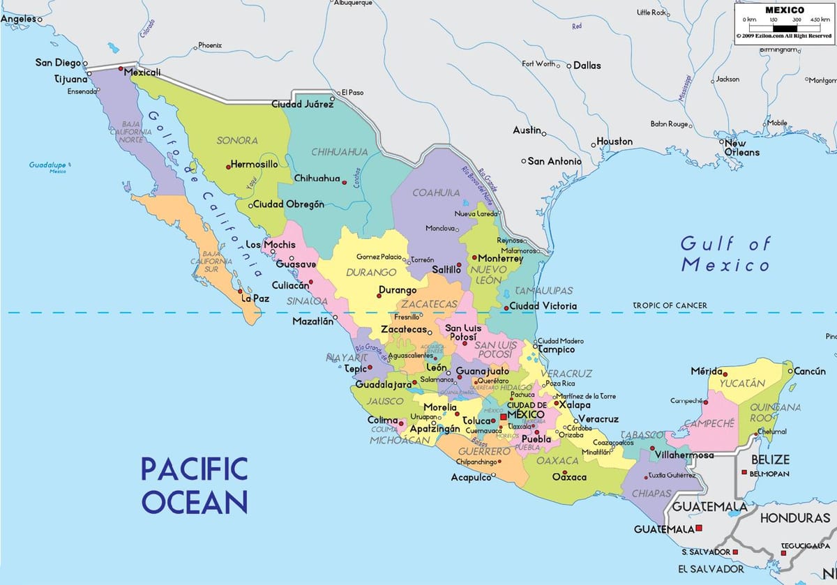 mapa da Cidade de México estado