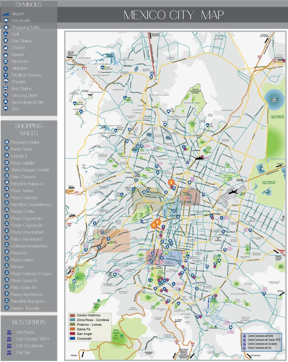 Cidade de méxico atraccións mapa