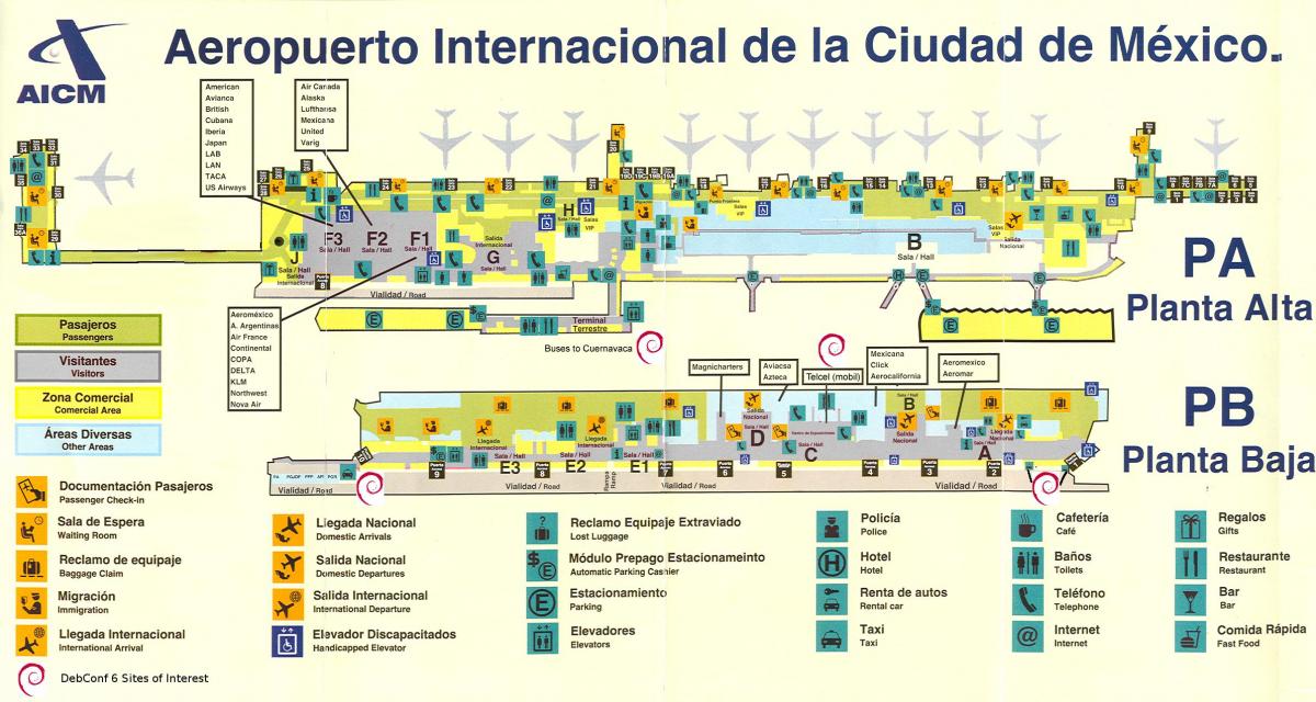 Cidade de méxico aeroporto internacional mapa