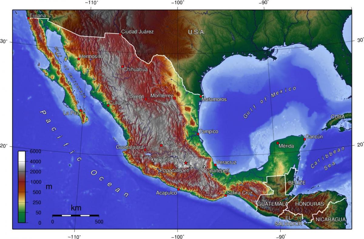 Cidade de méxico mapa topográfico