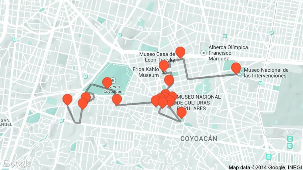 mapa da Cidade de México walking tour
