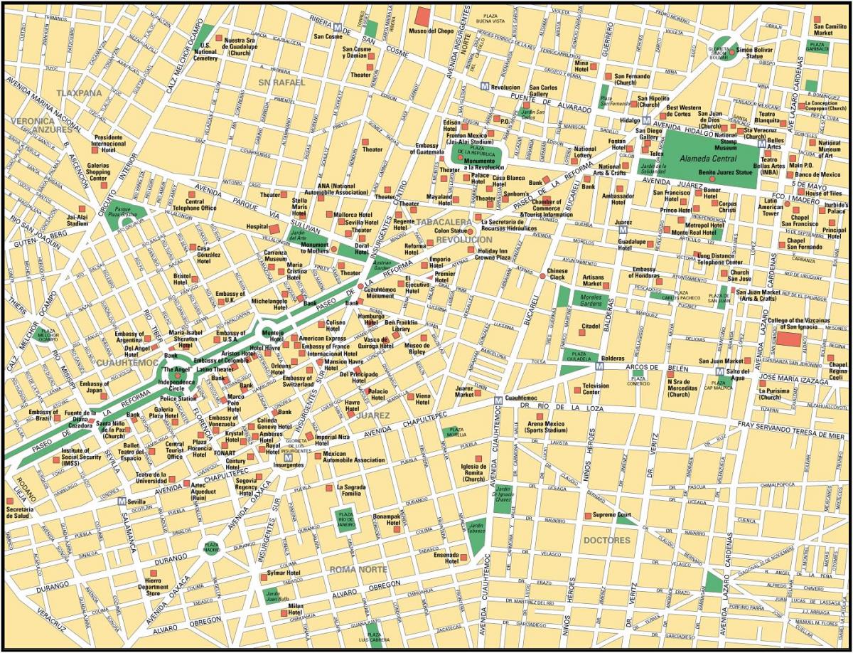 mapa da Cidade de México de turismo