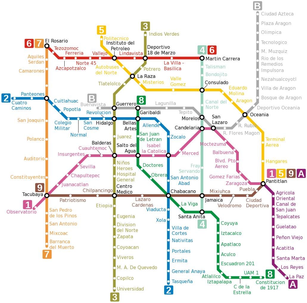 Cidade de méxico tubo mapa