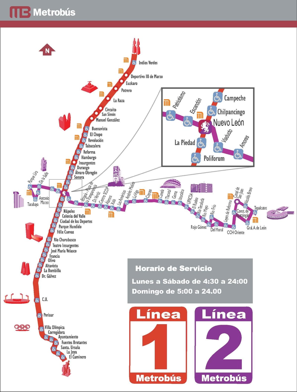 mapa de metrobus Cidade de México