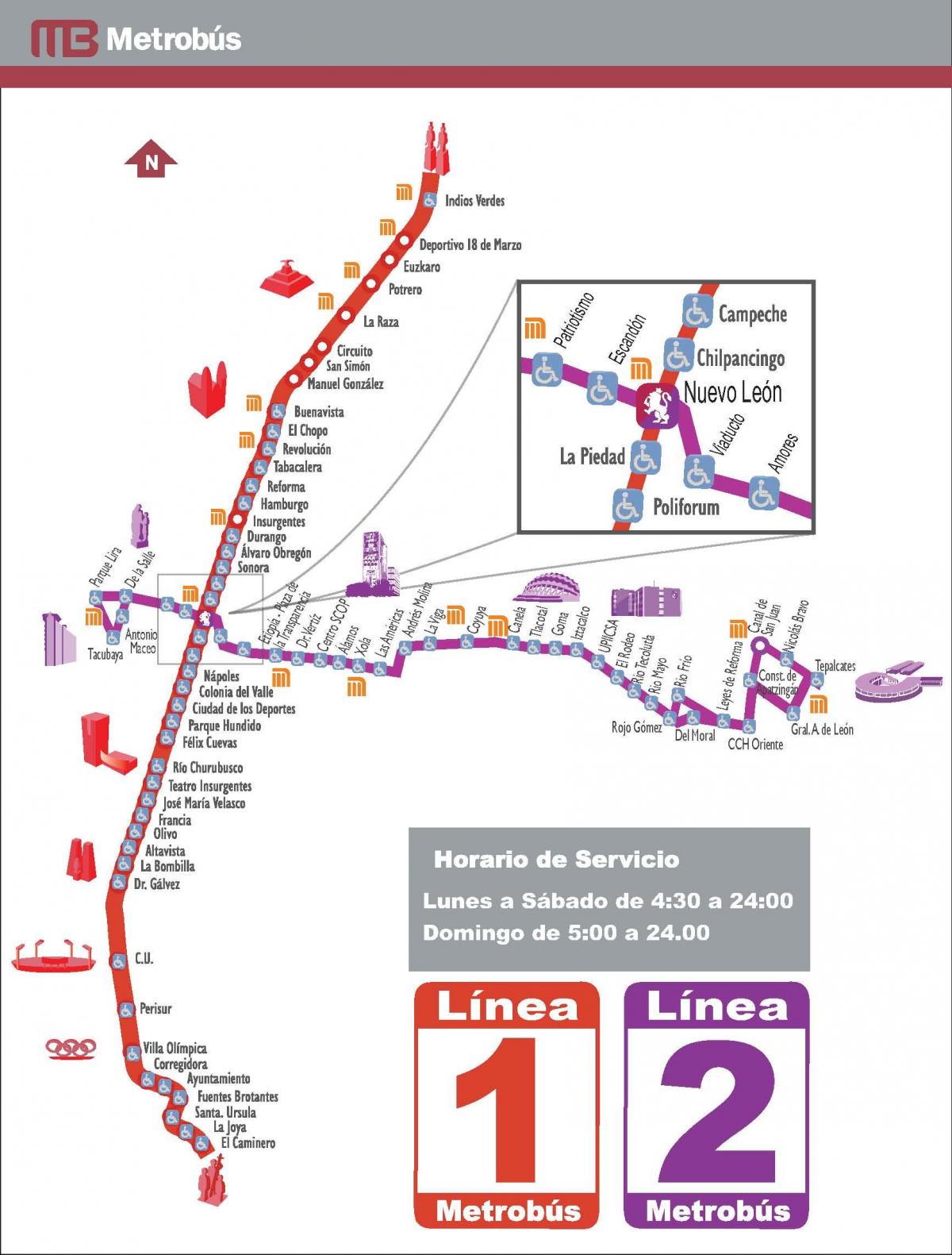 mapa de metrobus Cidade de México