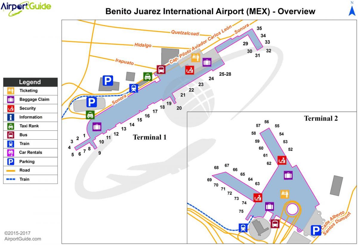 Cidade de méxico porta do aeroporto mapa