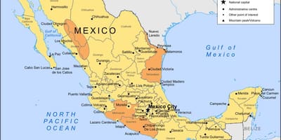 Mapa da Cidade de México e os seus arredores