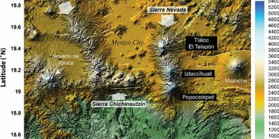 Mapa da Cidade de México elevación