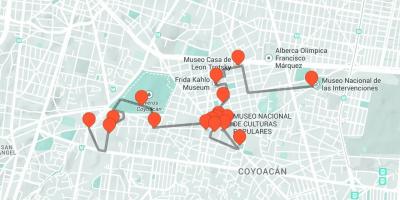 Mapa da Cidade de México walking tour